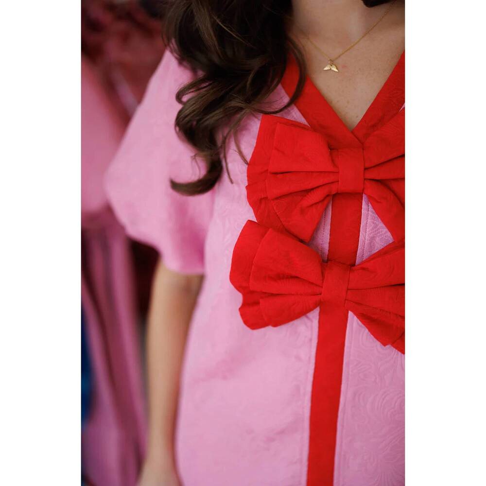 NEW VOY paisley jacquard mini dress in pink - Picture 2 of 8